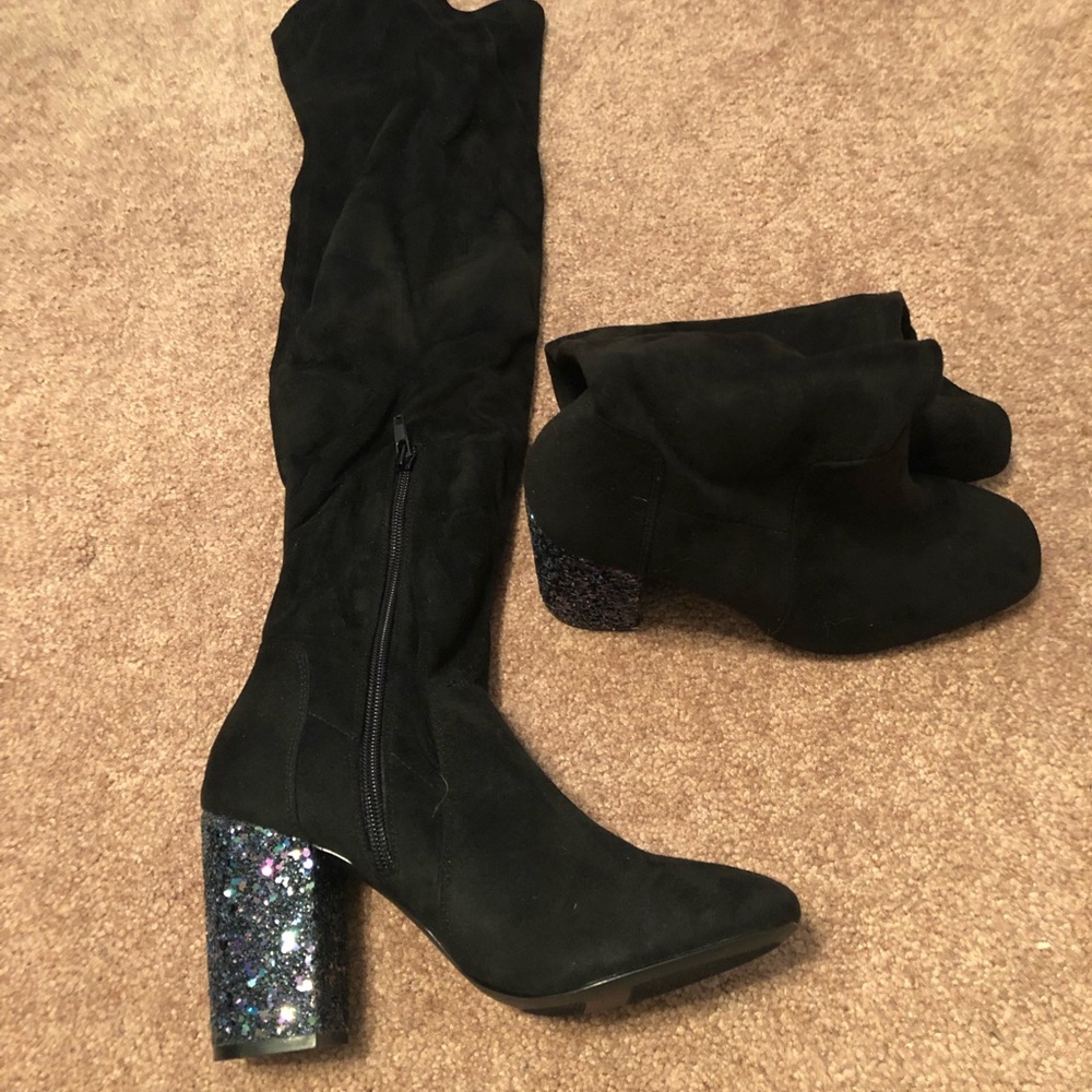 Sequin heeled boots